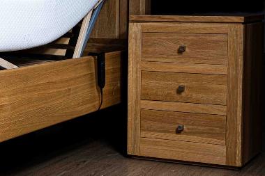 York solid oak three drawer bedside cabinet to match our adjustable bed