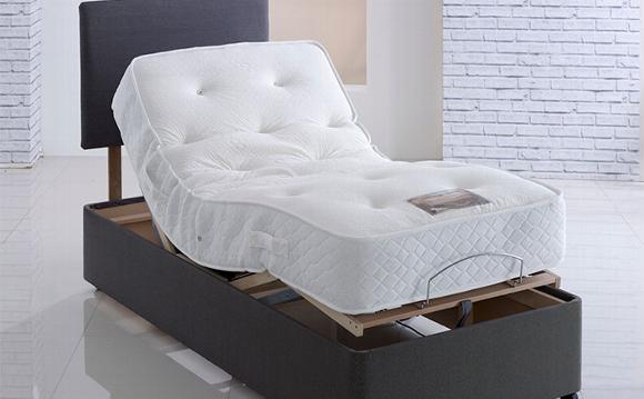 Single dark grey adjustable bed with adjustable mattress