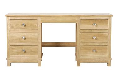 Arundel solid oak double pedestal dressing table
