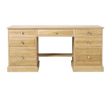 Westminster solid oak double pedestal computer desk