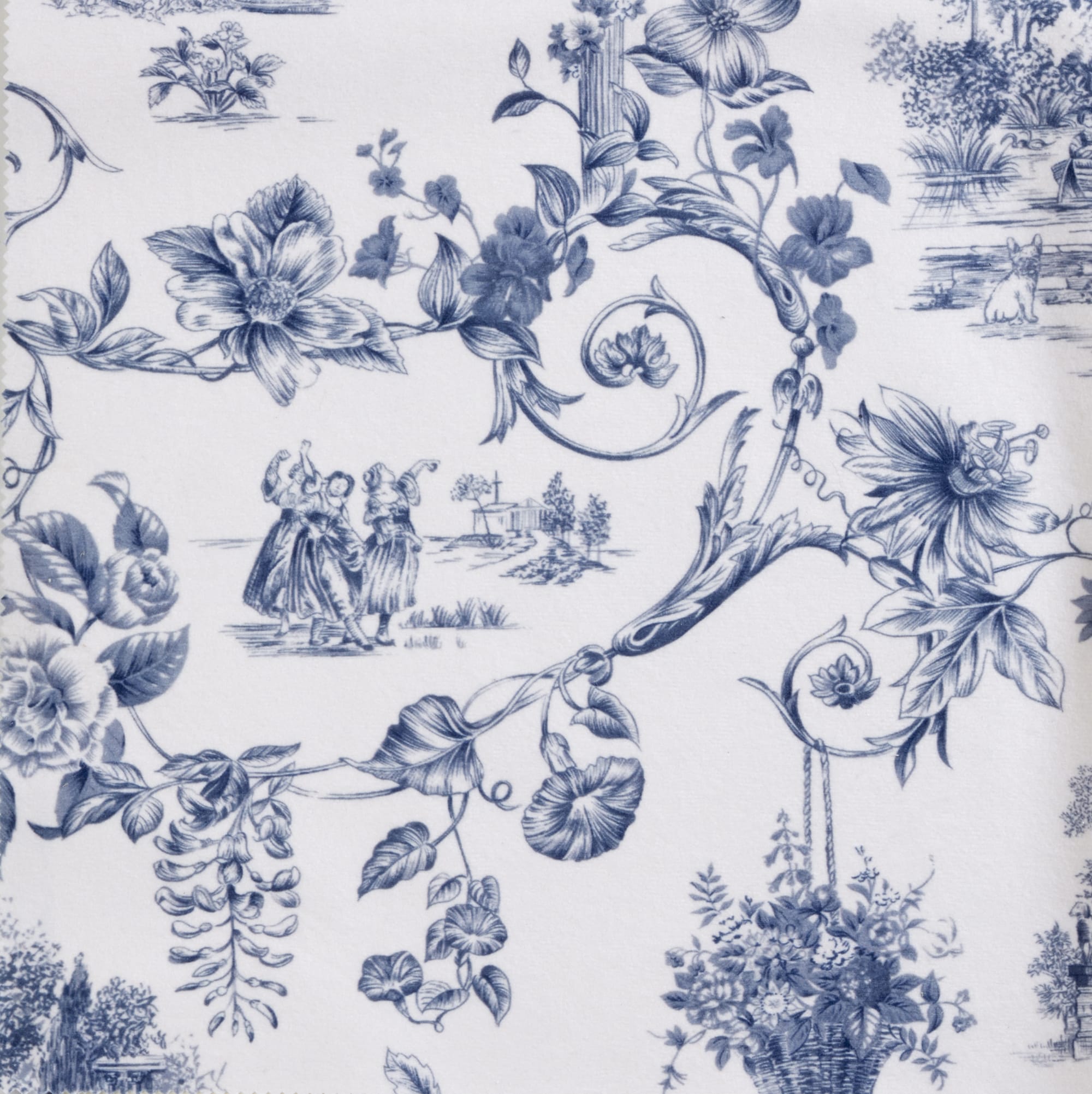 Cristina Marrone blue toile de jouy designer fabric